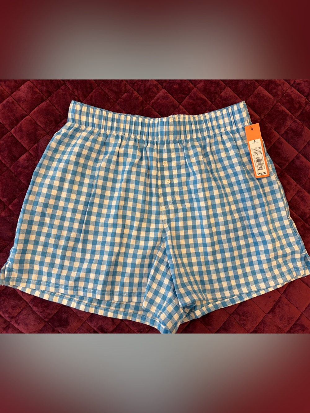 Colsie Blue and White Gingham Pajama Shorts